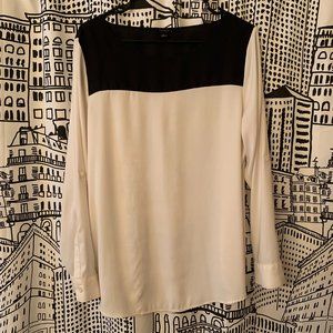 Ann Taylor Black/White Color Block Blouse